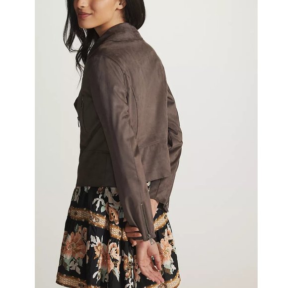 Anthropologie Hutch Vegan Faux Suede Moto Jacket Brown Gray - XL - Picture 5 of 12